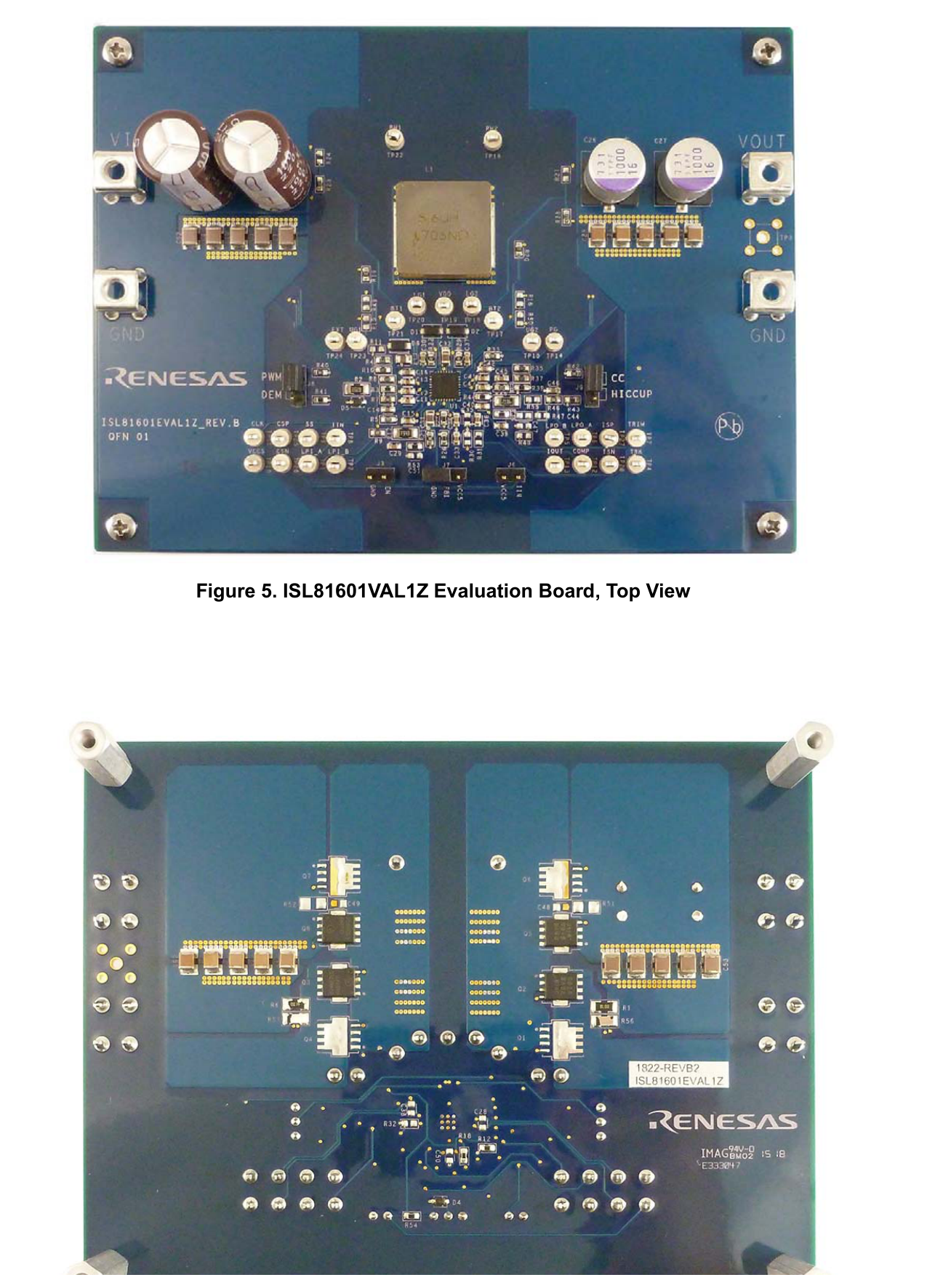 1000W Buck-Boost 电源设计总结:四开关拓扑、波形调试与PCB布局 11 Renesas ISL81601EVAL1Z 评估板正反面实物图